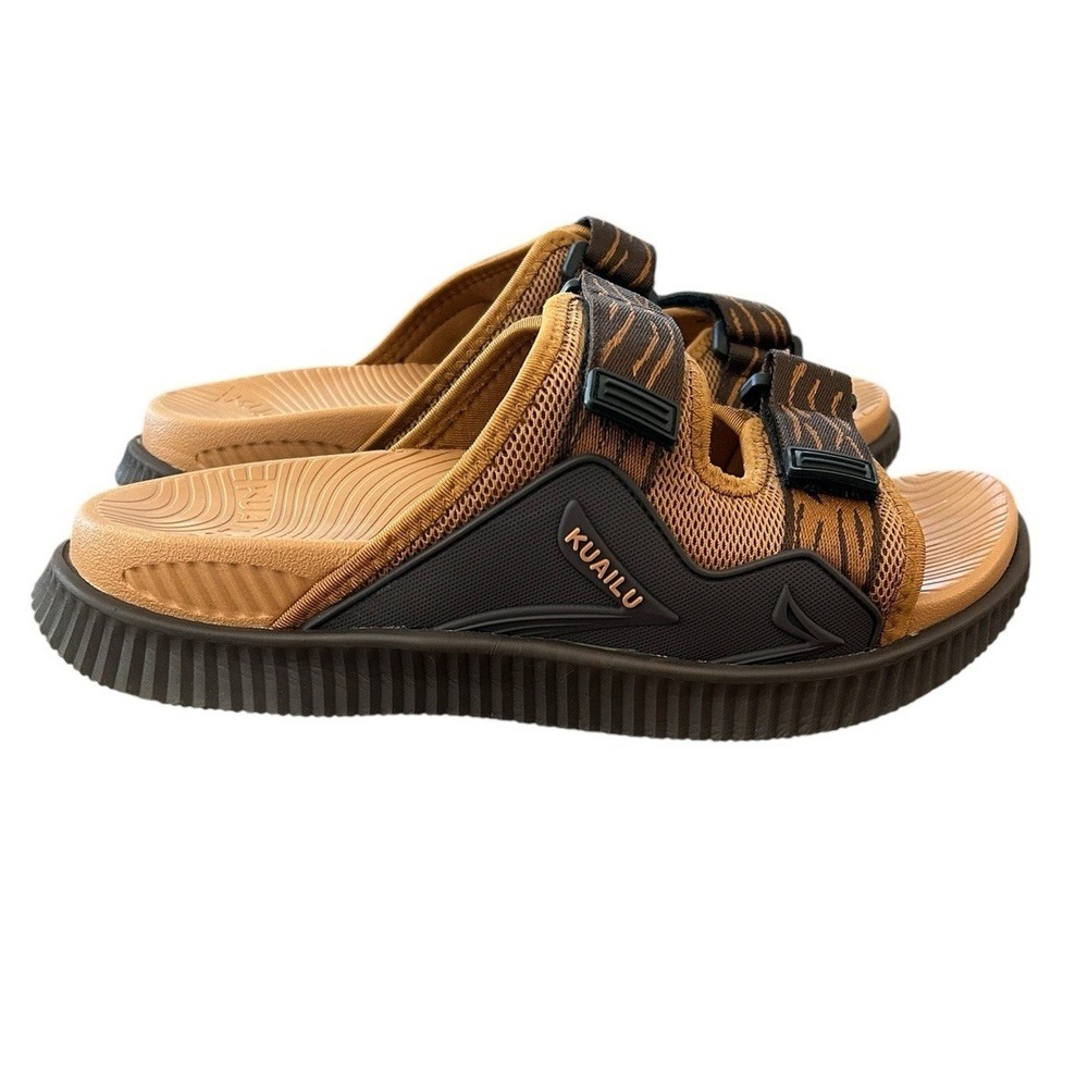 KuaiLu Mens Orthotic Sandals Athletic Comfort Walking Slides Size 9 Tiger Stripe